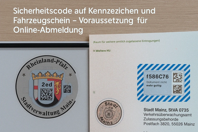 Sicherheitscode auf Kennzeichen und Fahrzeugschein – Voraussetzung für Online-Abmeldung